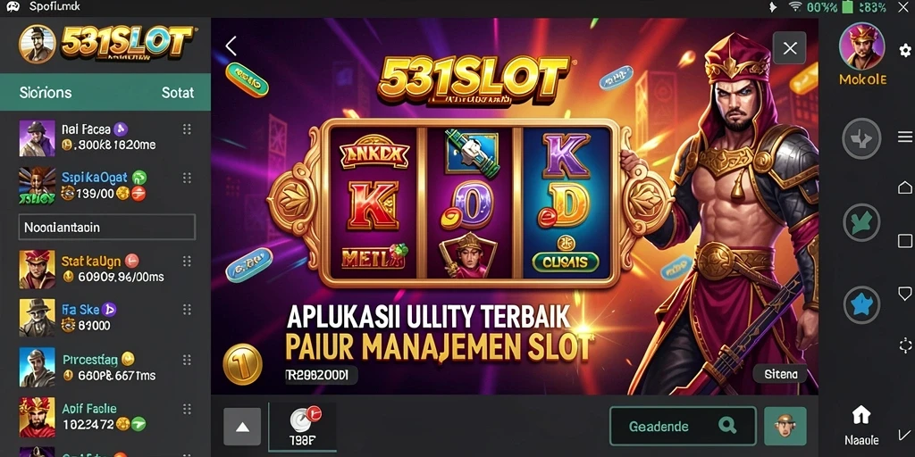 Screenshot menunjukkan antarmuka utama 531SLOT dengan fitur manajemen slot.