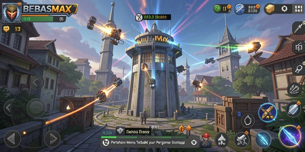 Tangkapan layar menampilkan aksi seru dari gameplay Tower Defense.