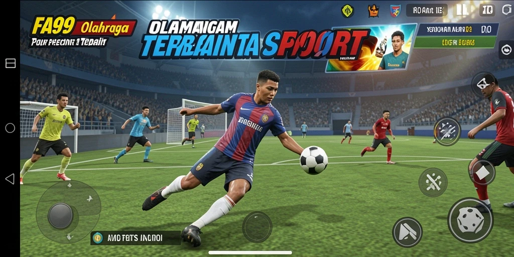 Tampilan gameplay seru dari FA99 yang menampilkan aksi olahraga intens.