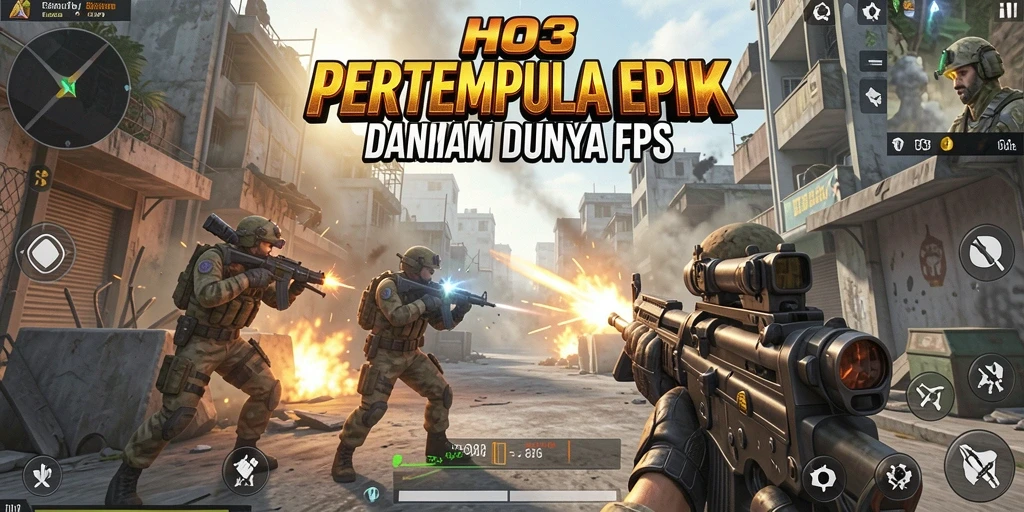 Tangkapan layar gameplay HO3 menampilkan aksi pertempuran yang intens.