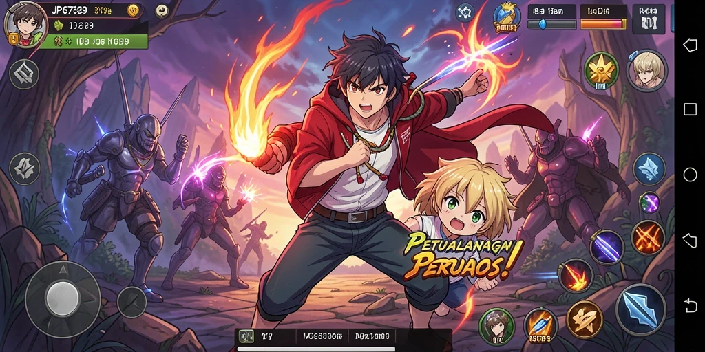 Screenshot gameplay JP6789 menampilkan aksi seru karakter Anime.