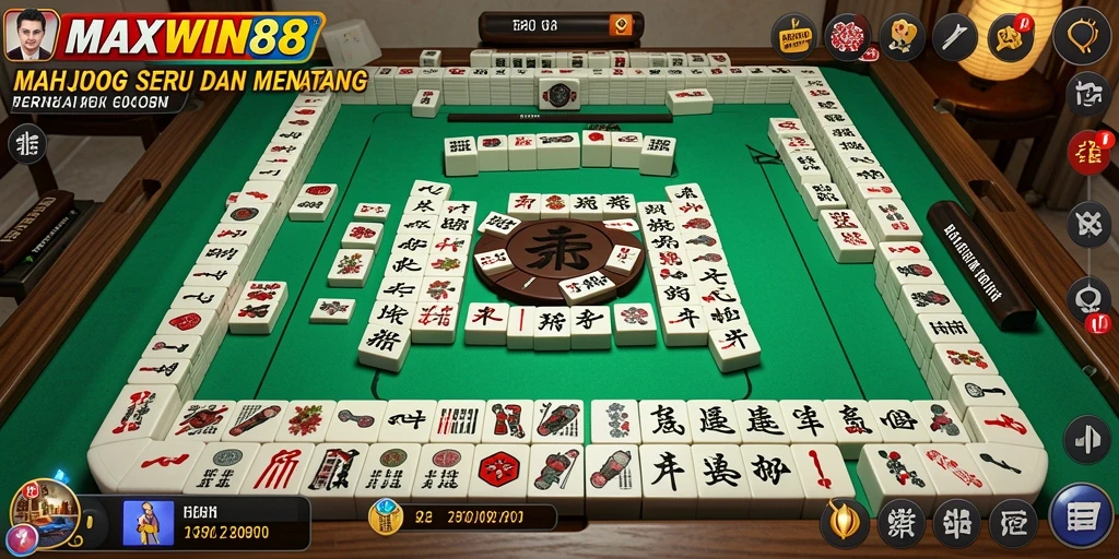 Tampilan gameplay seru dalam MAXWIN88 yang penuh strategi Mahjong.