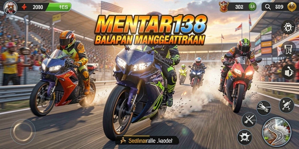 Gameplay MENTARI138 yang mendebarkan dalam balapan motor.