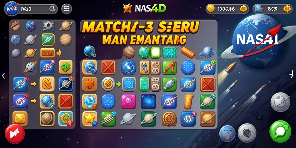 Tampilan gameplay NASA4D dengan kombinasi warna yang cerah.