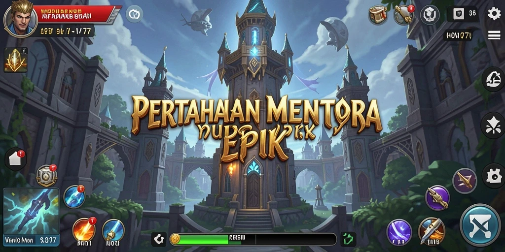 Tampilan gameplay NV77 saat membangun menara untuk melindungi wilayah.