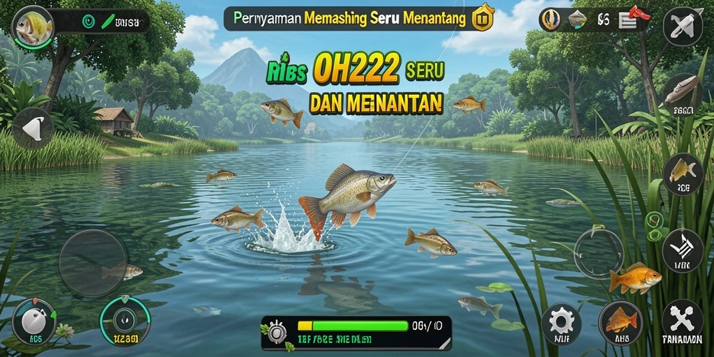 Screenshot gameplay <strong>OH222</strong> menampilkan aksi memancing yang seru dan menarik.