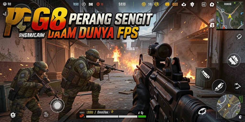 Tangkapan layar aksi gameplay PGG68 menampilkan pertempuran FPS yang intens.