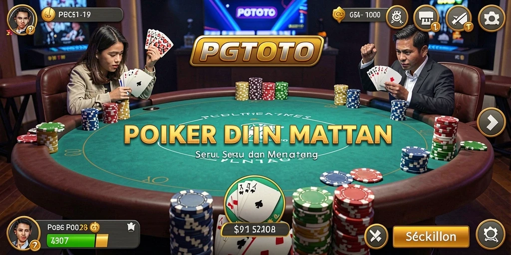 Tampilan gameplay PGTOTO dengan meja poker yang menarik.