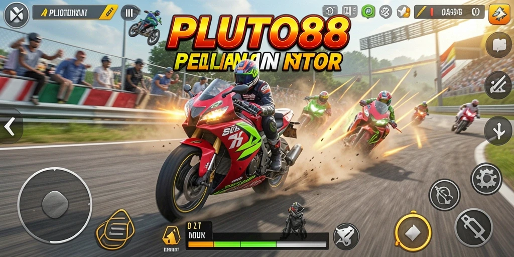 Gameplay menegangkan di trek balap motor.
