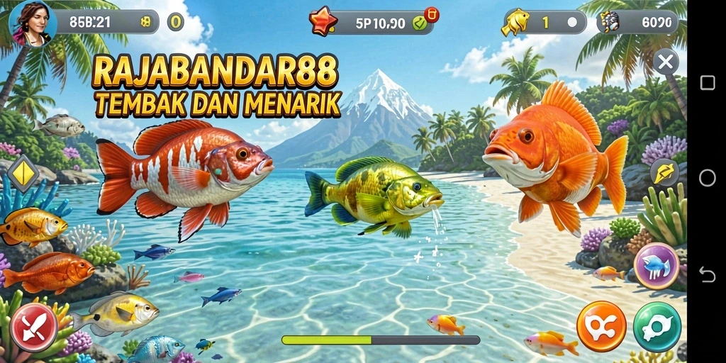 Gameplay seru RAJABANDAR88 saat menembak ikan.