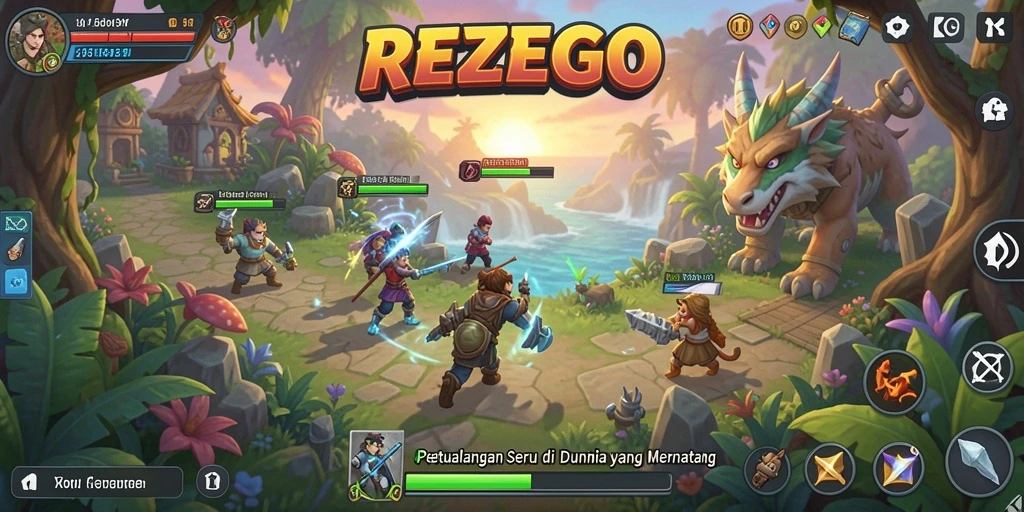 Tampilan gameplay menakjubkan di dunia petualangan REZEGO.