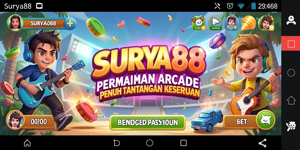 Tampilan gameplay yang seru dari SURYA88 dengan aksi arcade yang mendebarkan.