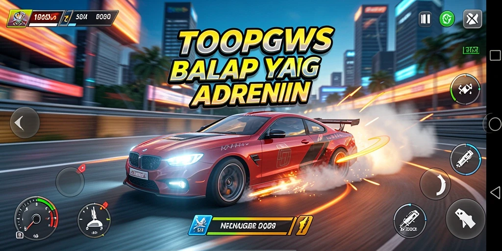 Tampilan permainan balap TOOPGWS yang mendebarkan dan realistis.