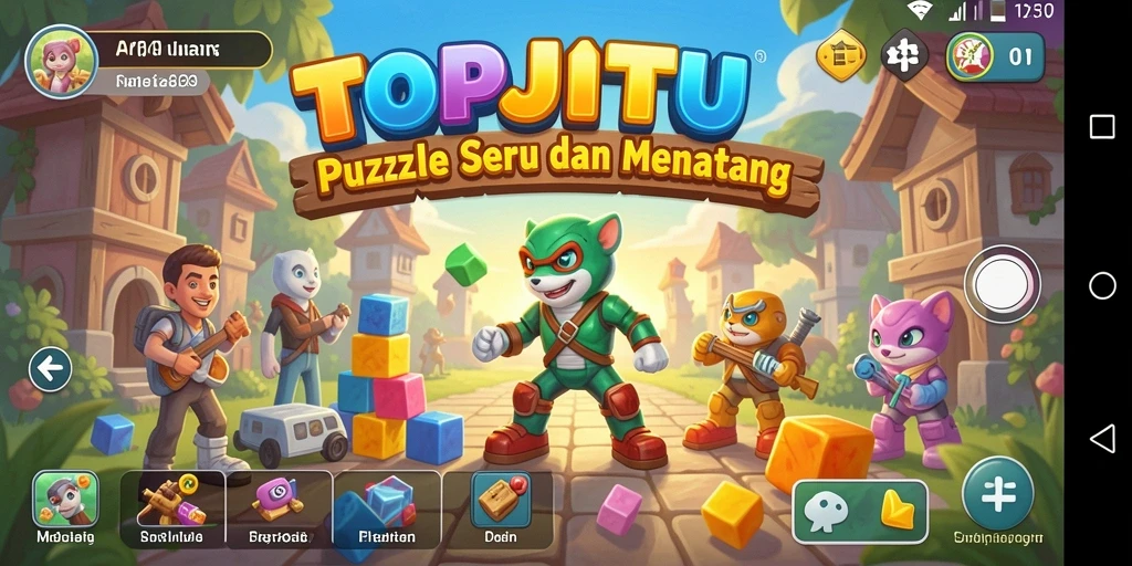 Tampilan gameplay TOPJITU yang seru dan menantang dalam menyelesaikan puzzle.