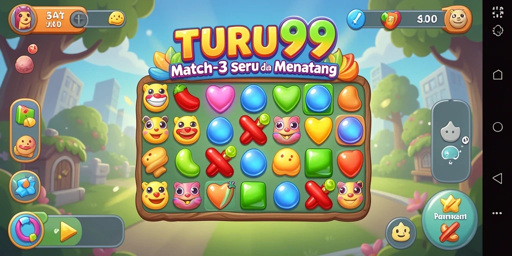 Tampak gameplay seru dari TURU99 dengan kombinasi warna-warni.
