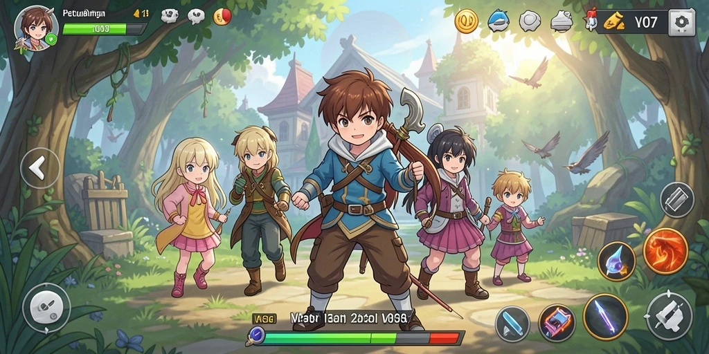Tampilan gameplay seru dengan karakter anime yang menawan.