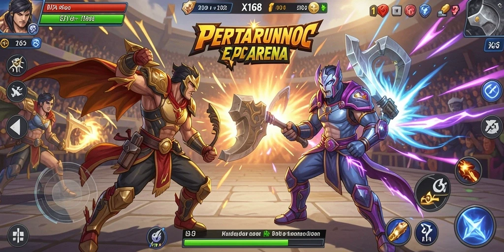Tampilan gameplay X168 menunjukkan aksi pertarungan yang menegangkan.
